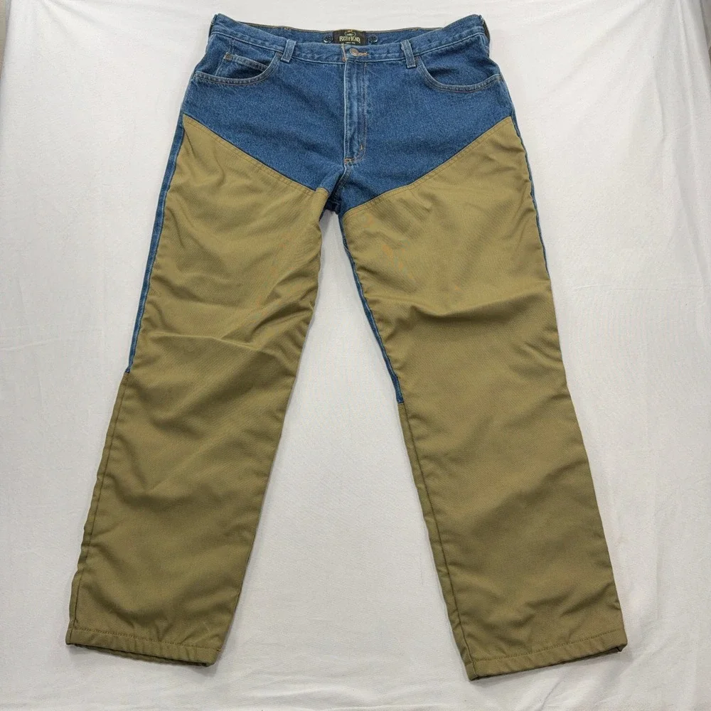 RedHead Field Pants Brush Guard Hunting Denim Blue Brown Mens 38x30